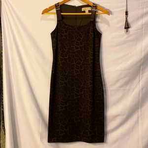 Michael Kors leopard vegan leather strap mini dres